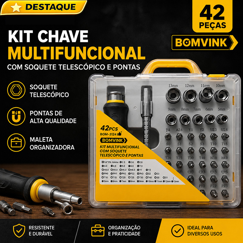 Kit Multifuncional Bomvink 42 Peças – BOM-3124⭐