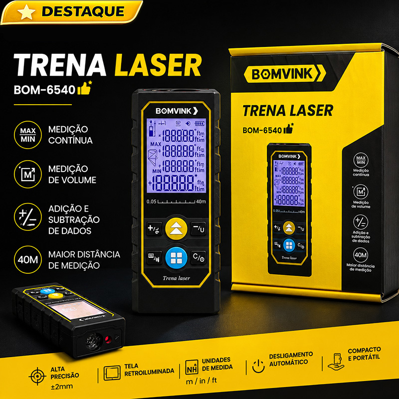 Trena Laser Bomvink 40 Metros – Modelo BOM-6540⭐