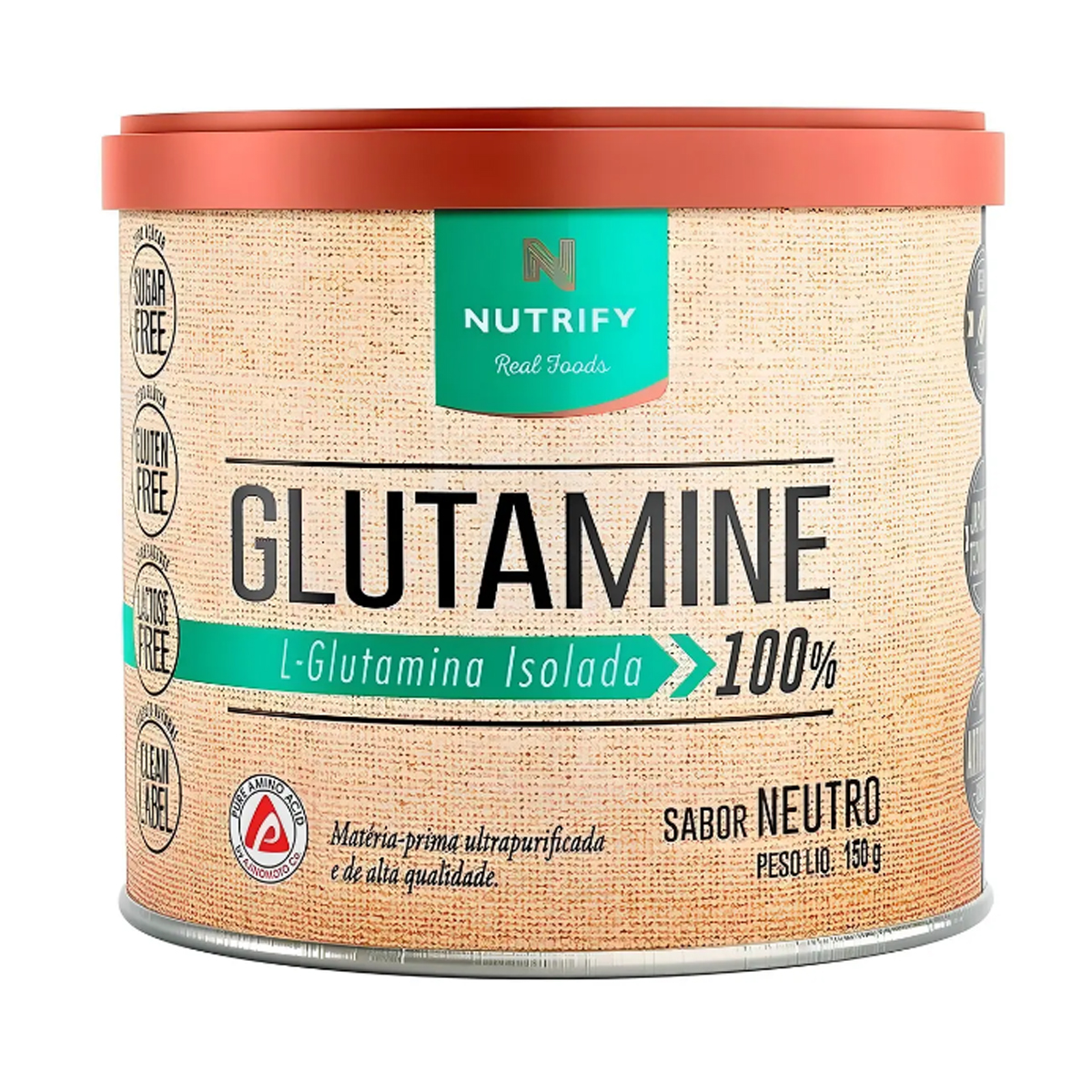 Suplemento alimentar Glutamine 100% Sabor Neutro 150g Nutrify