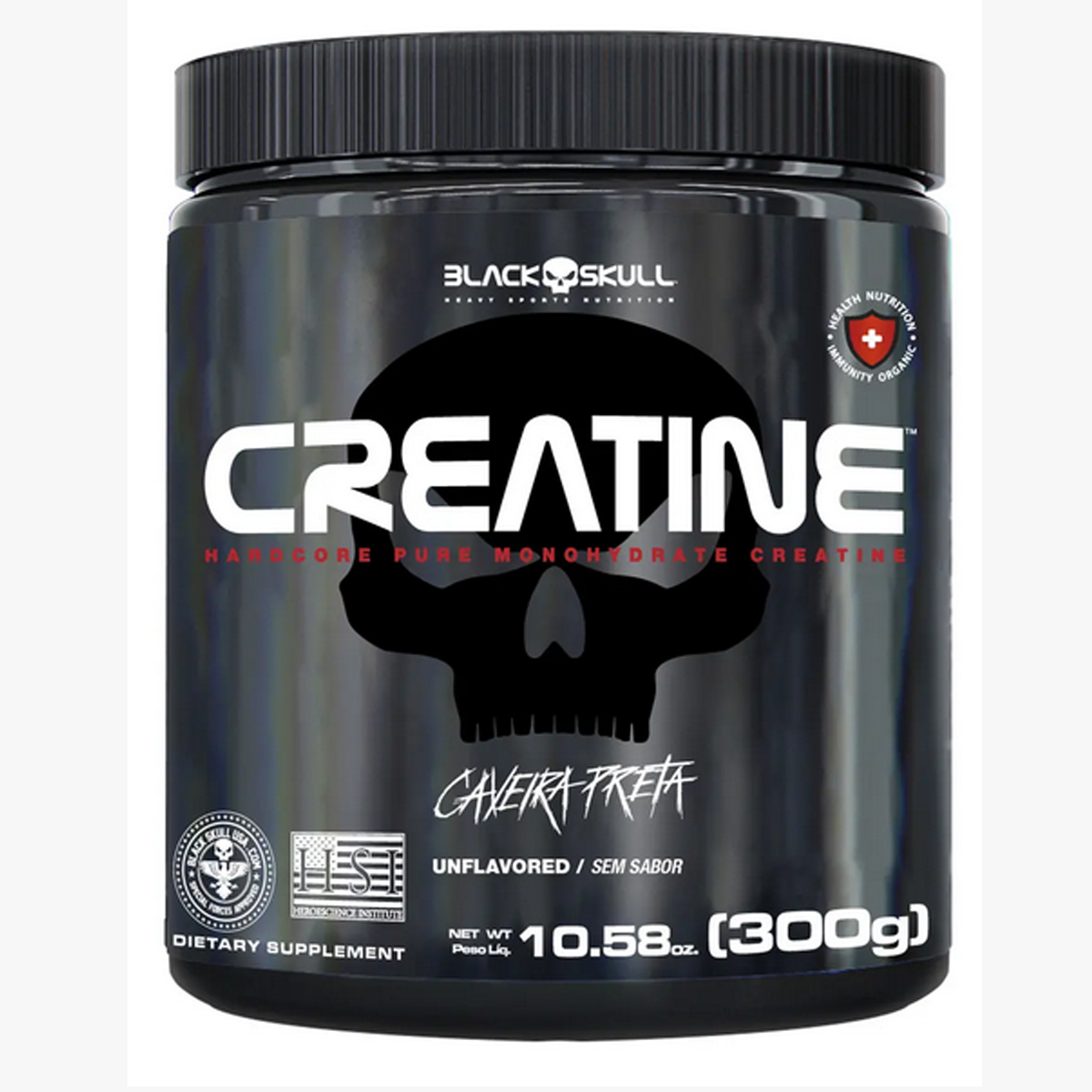 Suplemento Em Pó Creatina 300g Pura Black Skull Sem Sabor