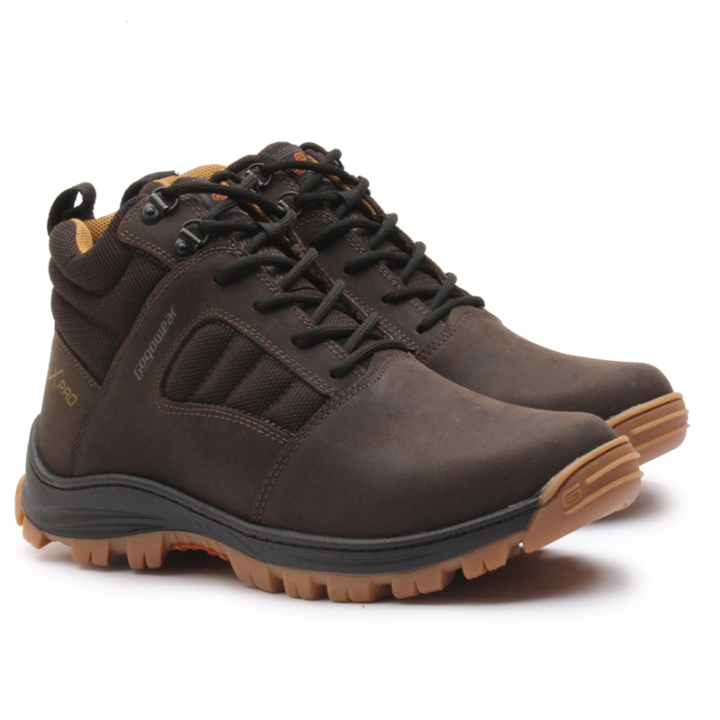 Bota Coturno Unissex Enduro Anti-Torção 100% Couro Café/AM